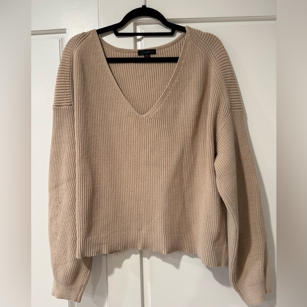 J. Crew ribbed relaxed V neck Beach Sweater